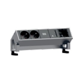 Bachmann DESK 2 prolunghe e multiple 0,2 m 2 presa(e) AC Nero, Acciaio inox (902.428)