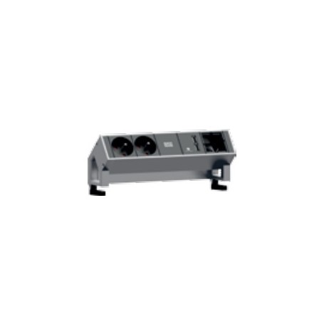 Bachmann DESK 2 prolunghe e multiple 0,2 m 2 presa(e) AC Nero, Acciaio inox (902.428)