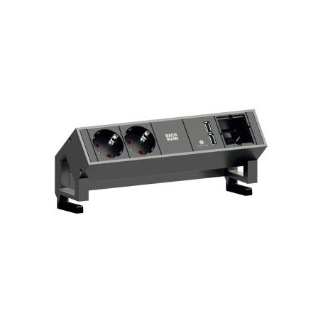 Bachmann DESK 2 prolunghe e multiple 0,2 m 2 presa(e) AC Interno Nero (902.602)