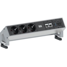Bachmann 3x Schuko 2x CAT6 1x HDMI, 1x USB3.0 prolunghe e multiple 1,5 m 3 presa(e) AC Nero, Acciaio inox (902.502)