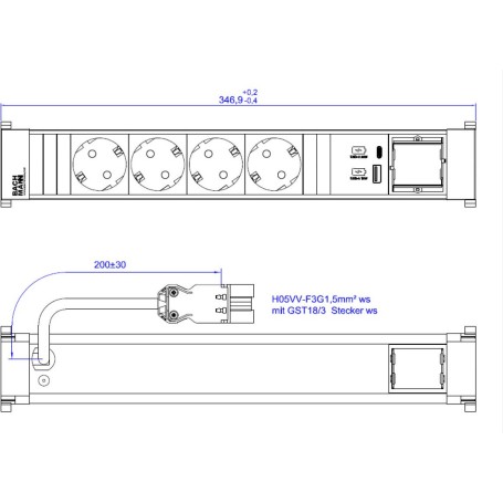 Bachmann Steckdosenleiste 4xCEE7/3 1xCM 916.704 (916.704)