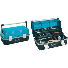 Kunststoff-Werkzeugkasten 190L-3 (blau/schwarz, 3 rausnehmbare Kleinteileboxen im Deckel)