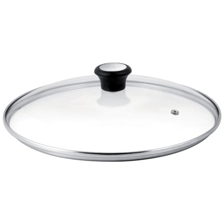 Tefal 28097912 coperchio per pentola Rotondo Nero, Acciaio, Trasparente (22646)