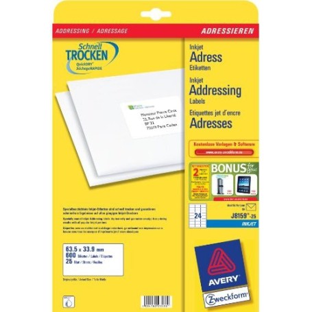 Avery J8159-25 etichetta per corrispondenza Bianco (J8159-25)