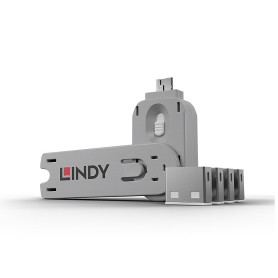 Lindy 40454 clip sicura Bloccaporte + chiave USB tipo A Bianco Acrilonitrile butadiene stirene (ABS) 5 pz (40454) Lindy 40454 clip sicura Bloccaporte + chiave USB tipo A Bianco Acrilonitrile butadiene stirene (ABS) 5 pz (40454)