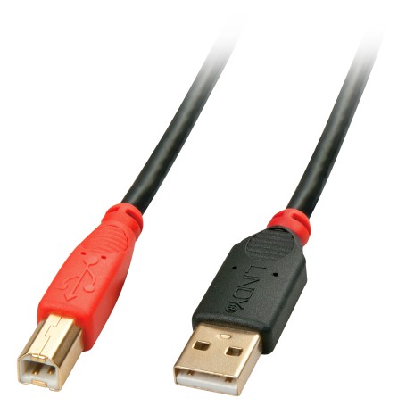 Lindy 42761 cavo USB 10 m USB 2.0 USB A USB B Nero, Rosso (42761-LND)