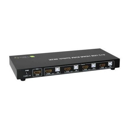 Techly 4x1 USB HDMI KVM Switch 4Kx2K IDATA KVM-HDMI4U switch per keyboard-video-mouse (kvm) Nero (IDATA-KVM-HDMI4U)