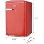 DOMO DO91703R Frigorifero retrò indipendente con congelatore, larghezza 54,5 cm, 120 L, rosso