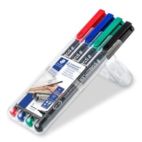 Staedtler Lumocolor 313 WP4 marcatore permanente Nero, Blu, Verde, Rosso 4 pz (313 WP4)