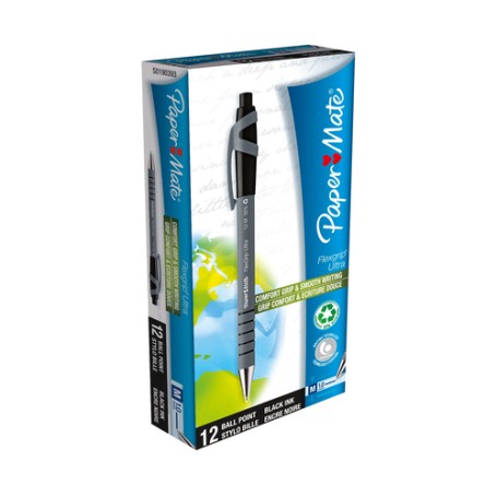 Papermate Flexgrip Ultra Nero Penna a sfera retrattile a clip Medio 12 pz (S0190393)