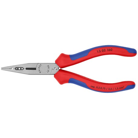 Verdrahtungszange 13 02 160 (rot/blau, Lnge 160mm, Crimpen 0,5 bis 2,5mm)