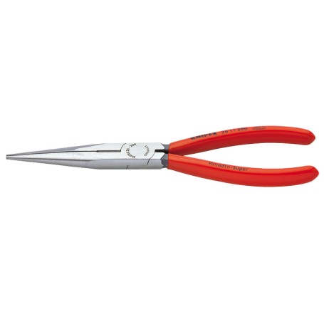 Flachrundzange mit Schneide 26 11 200, Storchschnabelzange (rot/blau, gezahnte Greifflchen, Lnge 200mm)