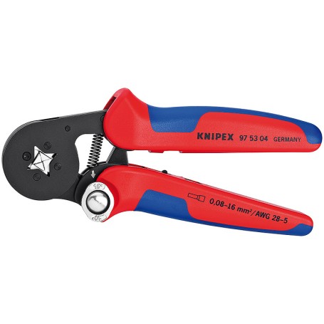 Selbsteinstellende Crimpzange 97 53 04 (rot/blau, fr Ader-Endhlsen, Seiteneinfhrung)