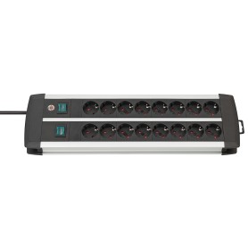 Premium-Alu-Line Steckdosenleiste 16-fach Duo (schwarz/silber, 3 Meter, mit 2 Sicherheitsschaltern) (1391000916)