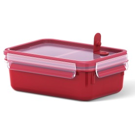 EMSA Clip & Micro Contenitore Microonde con Inserti, Rosso, 1L con inserti (517774)