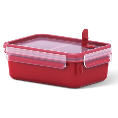 EMSA Clip & Micro Contenitore Microonde con Inserti, Rosso, 1L con inserti (517774)