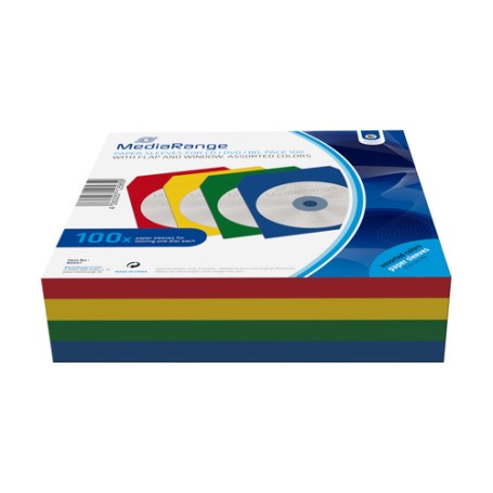 MediaRange BOX67 custodia CD/DVD Custodia a tasca 1 dischi Blu, Verde, Rosso, Giallo