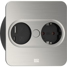 Bachmann 946.005 presa energia Type F + USB A + USB C Acciaio inox