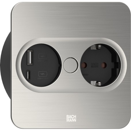 Bachmann 946.005 presa energia Type F + USB A + USB C Acciaio inox