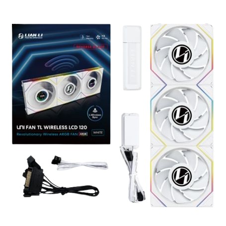 Lian Li 12RTLLCD1W3W sistema di raffreddamento per computer Case per computer Ventilatore 12 cm Bianco