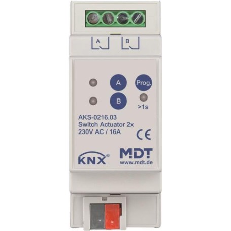 MDT technologies Schaltaktor 2-fach 2TE REG, 16A, 230VAC AKS-0216.03 (AKS-0216.03)