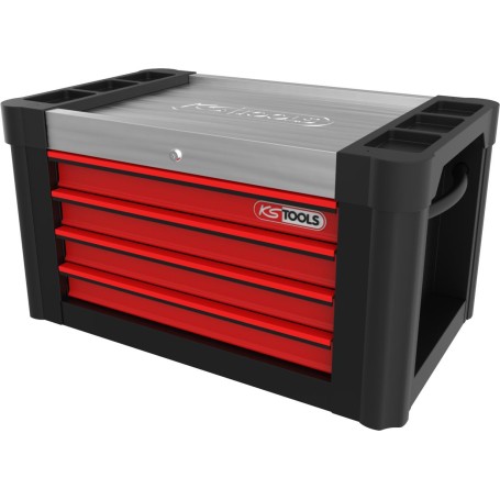 KS TOOLS Werkzeuge-Maschinen GmbH PERFORMANCEplus SCHWARZ/ROT Werkstattwagenaufsatz mit 4 Schubladen (873.0004)
