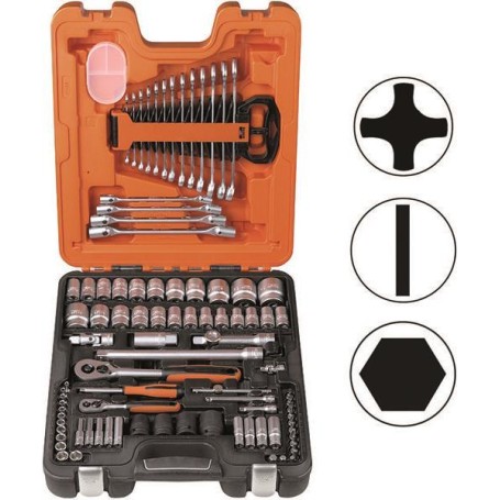 Bahco Steckschlüsselsatz - 94-teilig 0,6 cm (0,25" ) und 1,3 cm (0.5" ) (BAHS877)