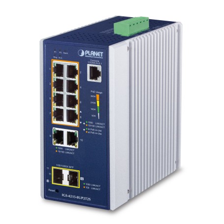 PLANET IGS-4215-8UP2T2S switch di rete Gestito L2/L4 Gigabit Ethernet (10/100/1000) Supporto Power over Ethernet (PoE) Alluminio