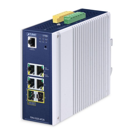 PLANET TSN-5225-4T2S switch di rete Gestito L2+ Gigabit Ethernet (10/100/1000) Alluminio, Blu