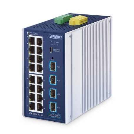 PLANET IGS-4215-16T4X switch di rete Gestito L2/L4 Gigabit Ethernet (10/100/1000) Alluminio, Blu