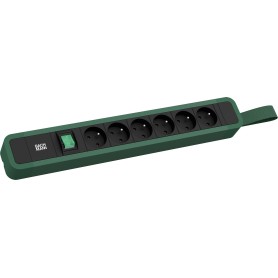 Bachmann PRIMO 2 prolunghe e multiple 2 m 6 presa(e) AC Interno Nero, Verde (350.238)