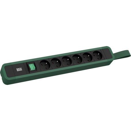 Bachmann PRIMO 2 prolunghe e multiple 2 m 6 presa(e) AC Interno Nero, Verde (350.238)