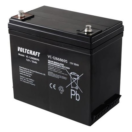 Voltcraft VC-12668695 VC-16623025 Bleiakku 12 V 55 Ah Blei-Vlies (AGM) (B x H x T) 239 x 205 x 132 mm Wartungsfrei, Ger (VC-1662