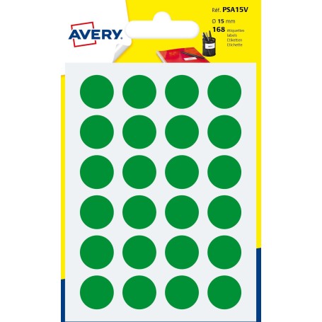 Avery PSA15V etichetta autoadesiva Cerchio Permanente Verde 168 pz (PSA15V)