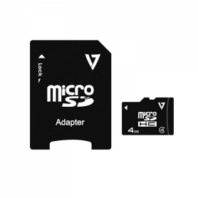 V7 Micro Scheda SDHC Classe 4 DA 4GB + Adattatore (VAMSDH4GCL4R-2E)