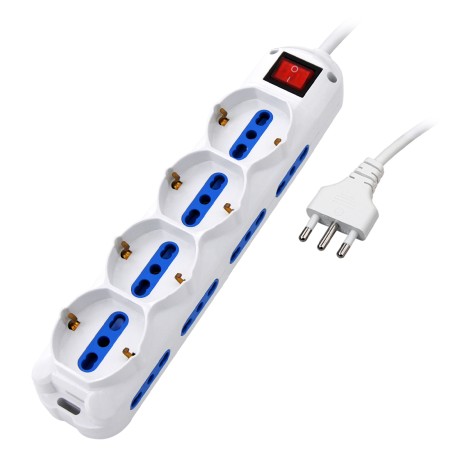 Atlantis Land P011-SL2514-W prolunghe e multiple 1,5 m 12 presa(e) AC Interno Blu, Bianco