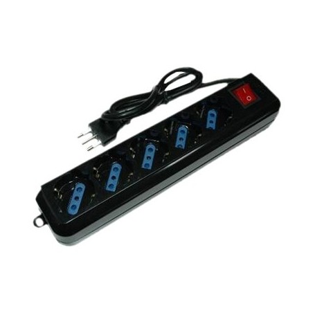 MULTIPRESA LINK 5 POSTI UNIVERSALI ITA/SCHUKO 10/16 A - SPINA 16 A CON INTERRUTTORE, NERA (LKMP05N)
