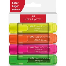 Faber-Castell Textmarker 46 Superfluorescent evidenziatore 4 pz Punta smussata Verde, Arancione, Rosa, Giallo (254644)