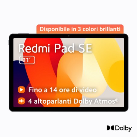 Xiaomi Redmi Pad SE Qualcomm Snapdragon 128 GB 27,9 cm (11") 4 GB Android 13 Grafite, Grigio (VHU4448EU)