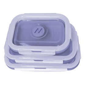 Muitomas LUNCHBOXSETVL contenitore portapranzo Set per borsa portapranzo Plastica, Silicone Viola 3 pz