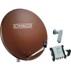 SCHWAIGER SAT Anlage 80 cm 8 Teilnehmer Quattro-LNB (ohne Switch) Ziegel-Rot mit Multischalter 5/8 (SPI9962SET6)