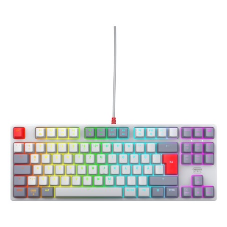CHERRY K4V2 TKL tastiera Gaming USB QWERTZ Tedesco Grigio, Grigio chiaro, Rosso (CX-K4V2-RGB-TKL-RETRO-R-GER)