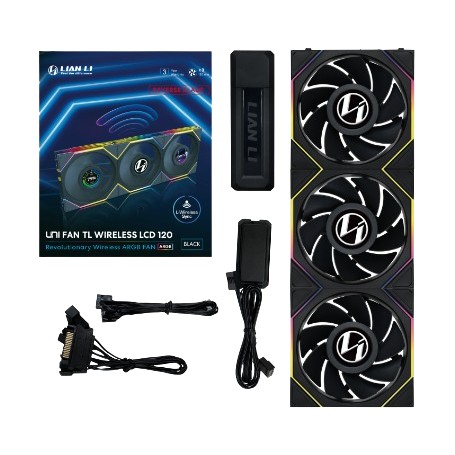 Lian Li 12RTLLCD1W3B sistema di raffreddamento per computer Case per computer Ventilatore 12 cm Nero