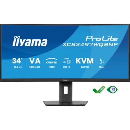 iiyama ProLite XCB3497WQSNP-B1 Monitor PC 86,4 cm (34") 3440 x 1440 Pixel UltraWide Quad HD LED Nero