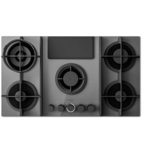 Elica PRF0196343 Nikolatesla Flame Evo GR/A/88, gas, grigia, Piano cottura con Cappa aspirante downdraft