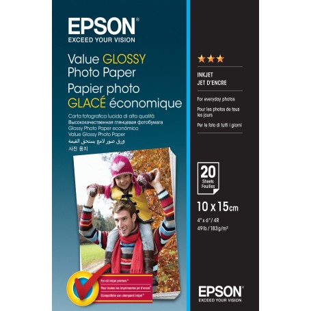 Epson Value Glossy Photo Paper - 10x15cm - 20 Fogli (C13S400037)