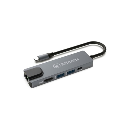 Atlantis Land A04-TC_LANHD+PU replicatore di porte e docking station per laptop Cablato USB 3.2 Gen 1 (3.1 Gen 1) Type-C Grigio