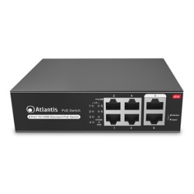 Atlantis Land NetPower F6PoE4 Non gestito Fast Ethernet (10/100) Supporto Power over Ethernet (PoE) Nero (A02-F6P4-65W)