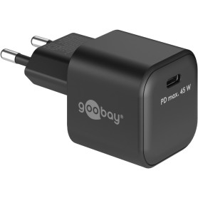 USB-C Schnellladegert Nano, PD, GaN, 45 Watt (schwarz, 1x USB-C, Power Delivery 3.0) (65331)
