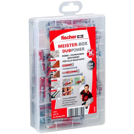 Meister-Box DUOPOWER kurz / lang + Schraube (hellgrau/rot, 150-teilig, mit Schrauben) (540299)